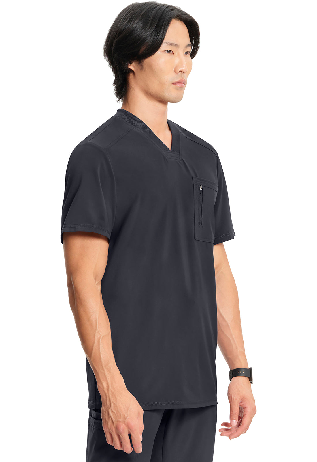 Cherokee V-Neck Knit Panel Solid Scrub Top Men's 1