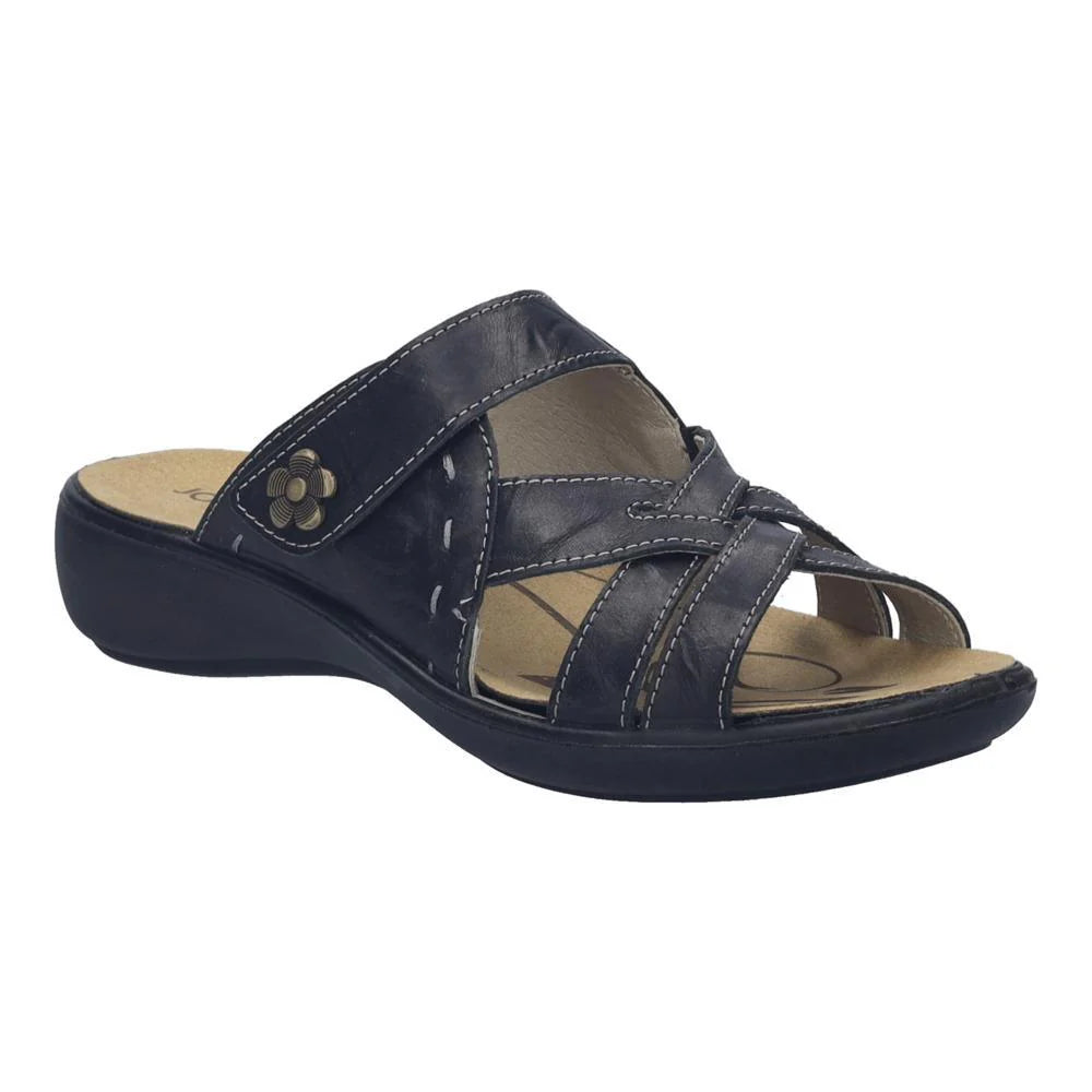 Navy blue sandal with a white background