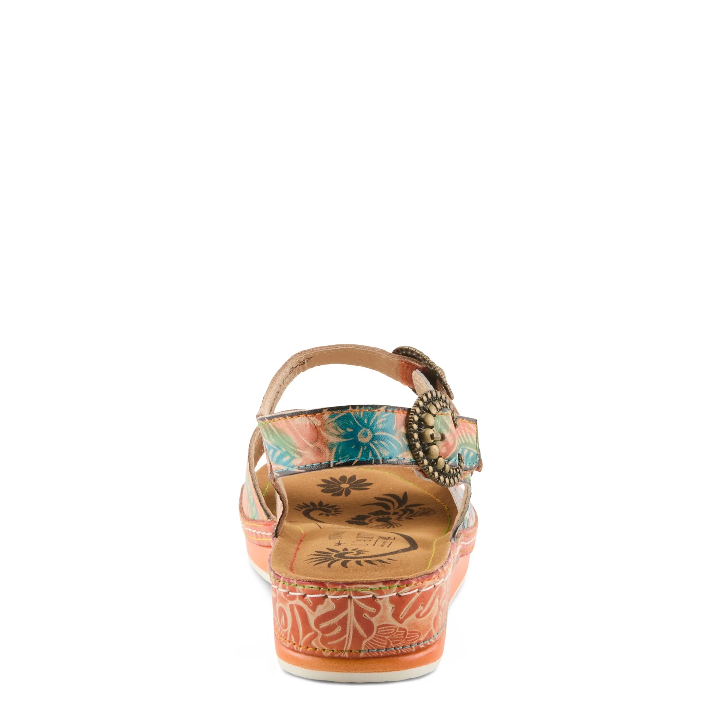 Colorful sandal with floral design on a white background