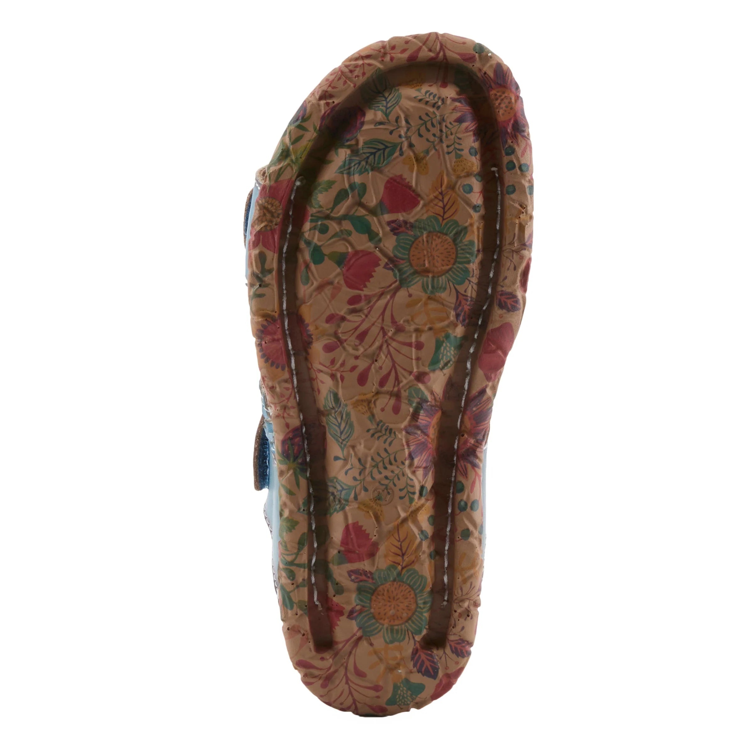 Floral patterned sandal on a white background