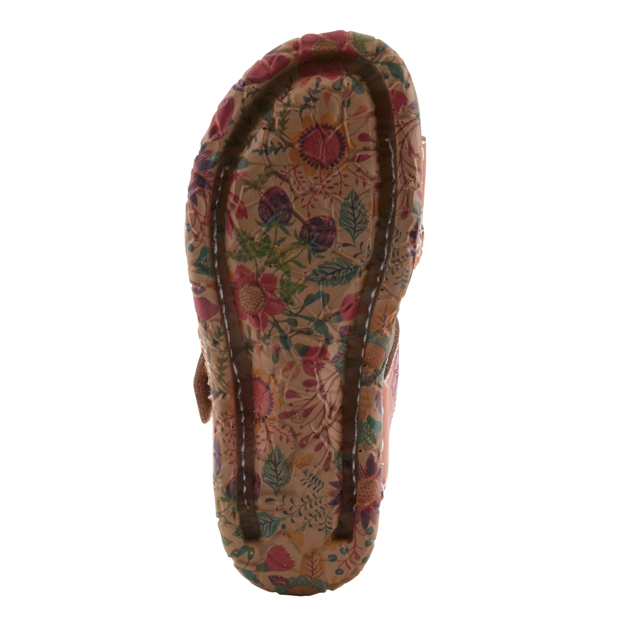 Floral patterned sandal on a white background