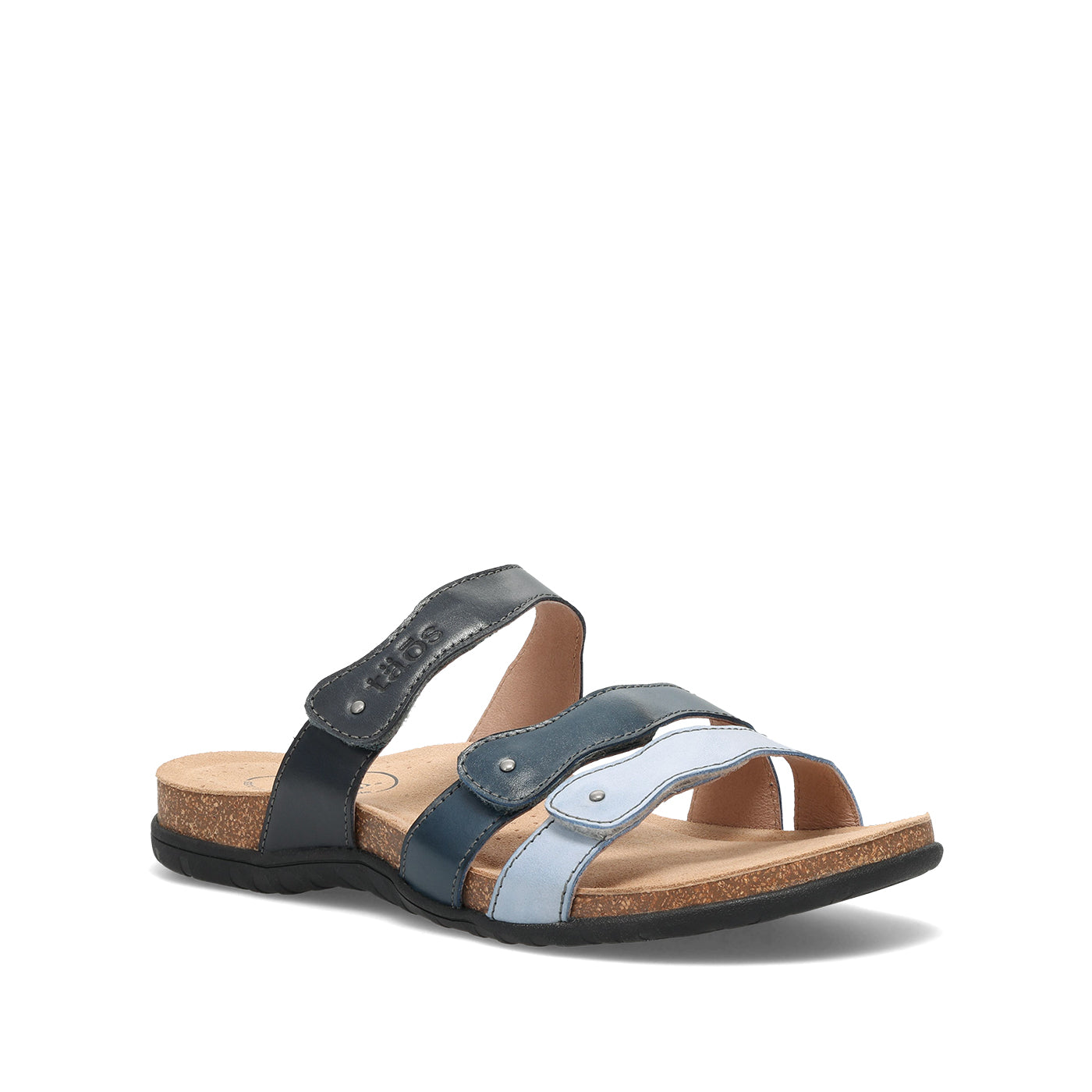 Blue and white sandal on a white background