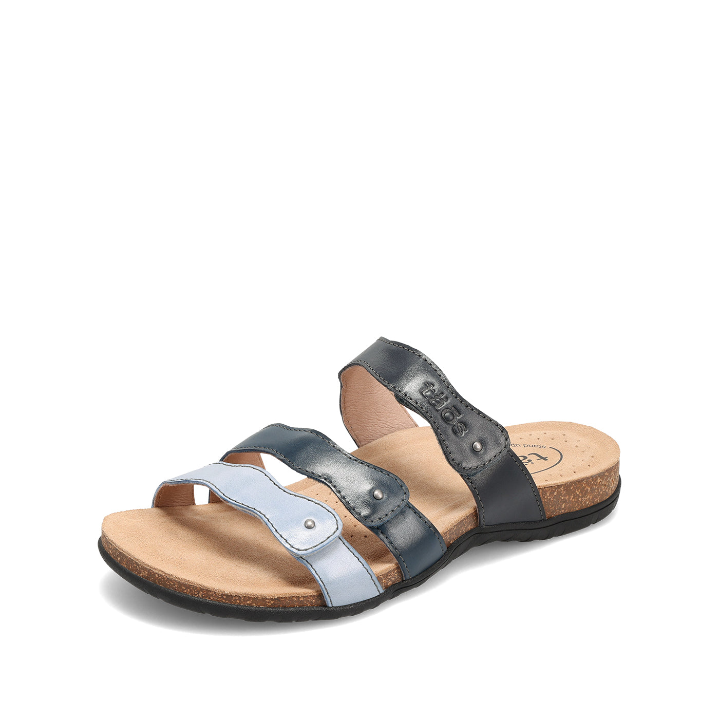 Black and silver sandal on a white background