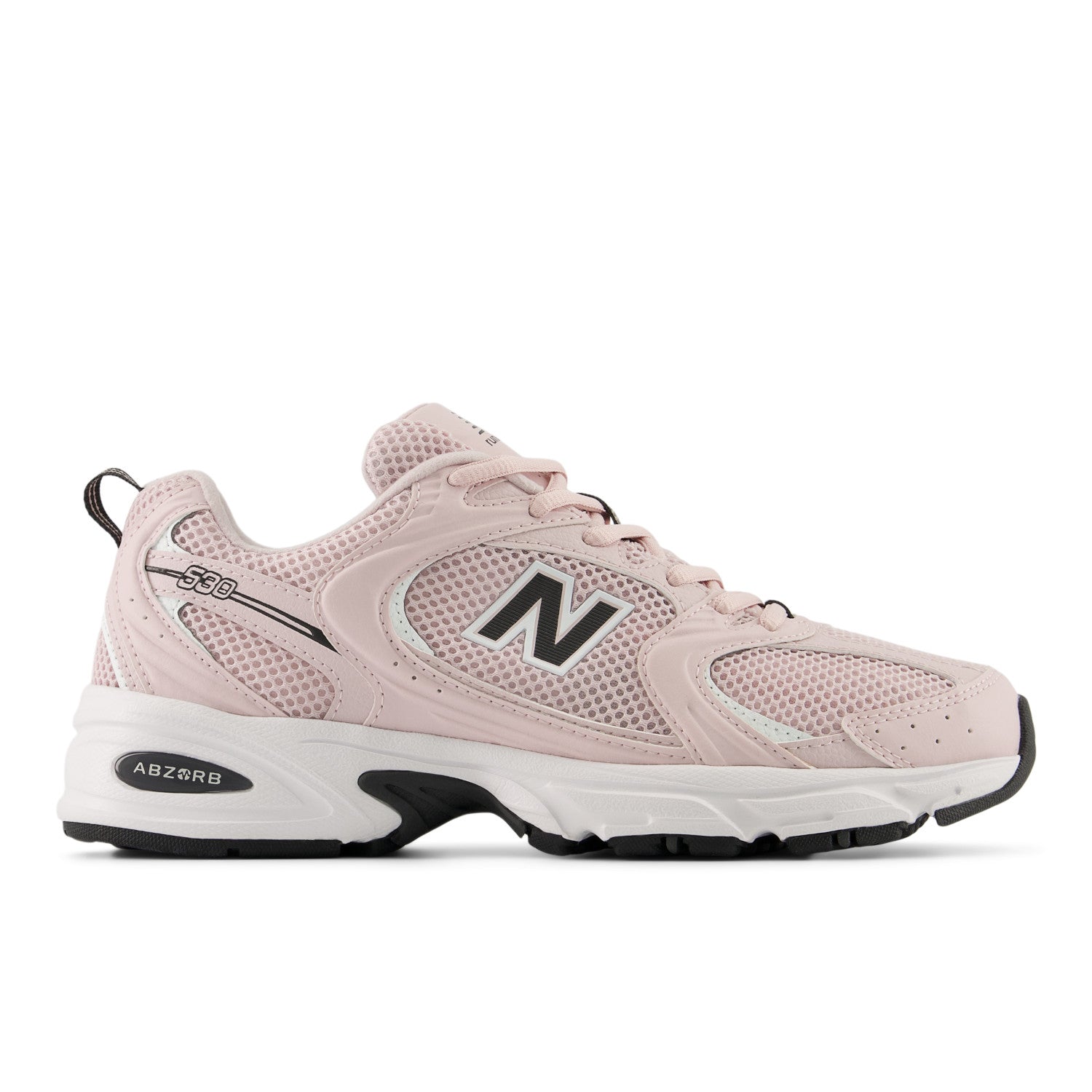 Pink sneaker with New Balance logo on a white background