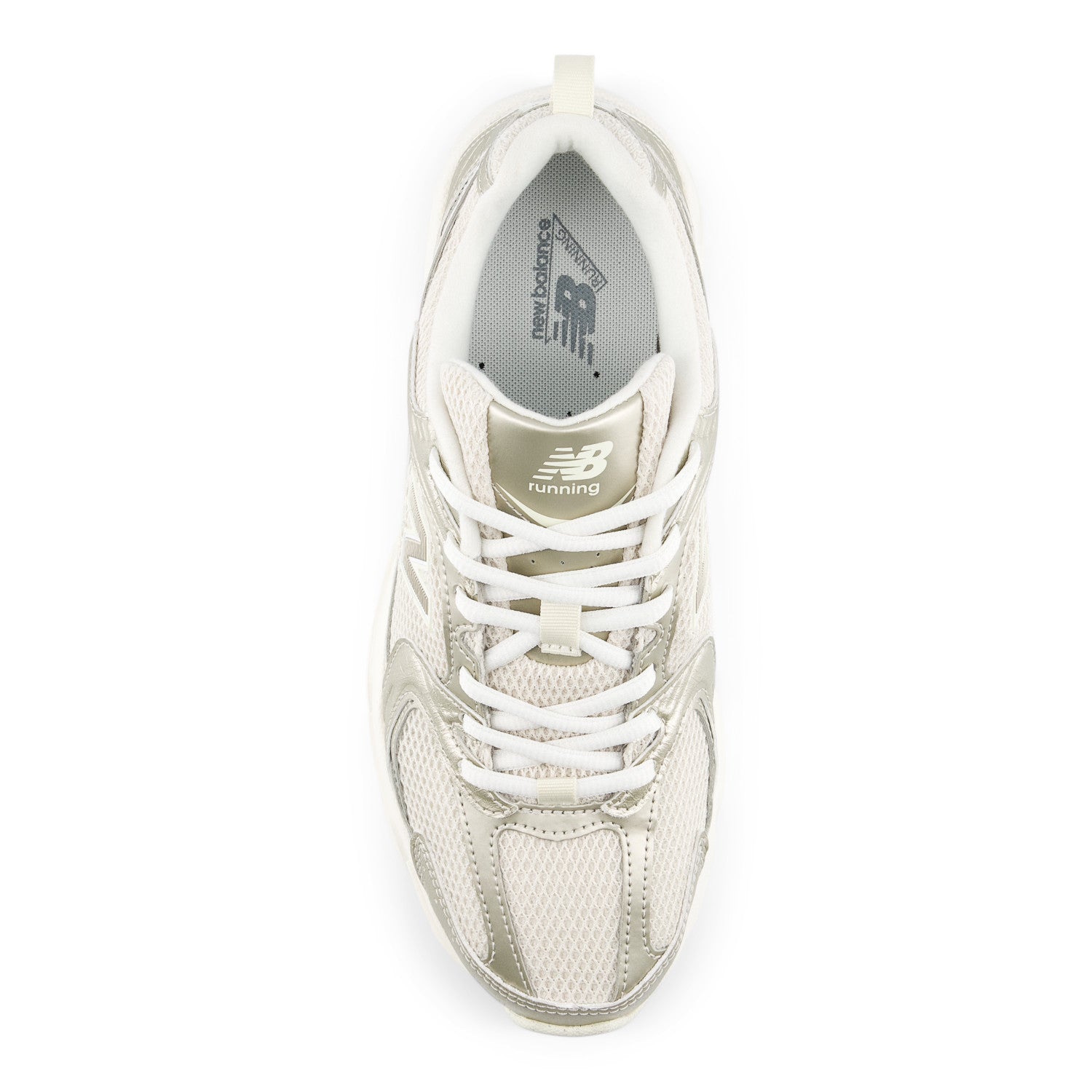White sneaker with New Balance logo on a white background