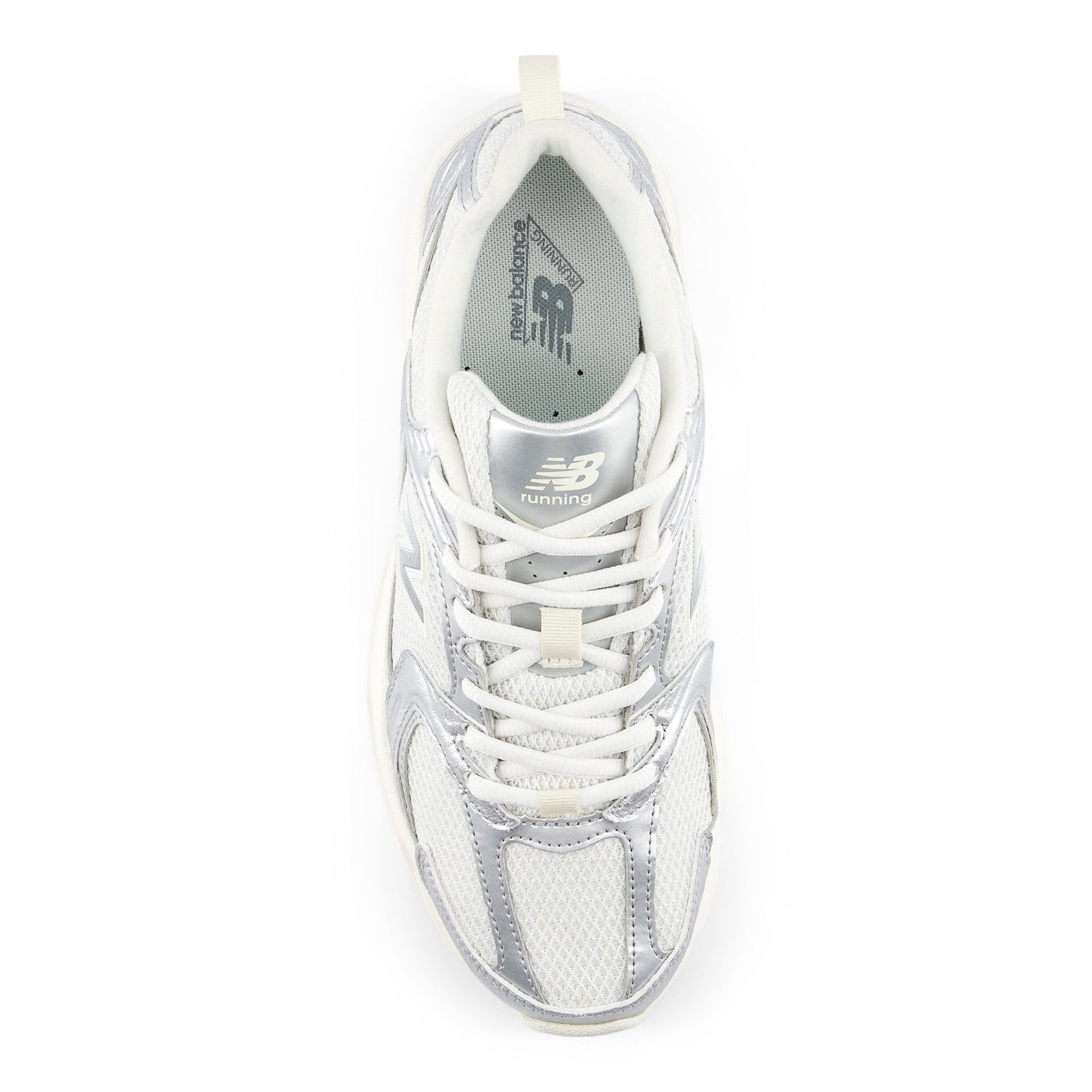 White sneaker with New Balance logo on a white background