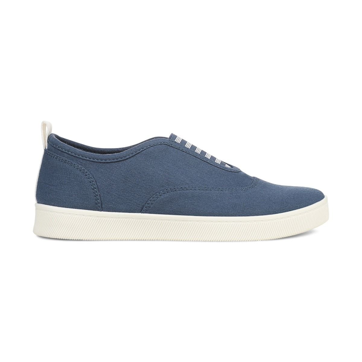 Gray slip-on sneakers with white soles on a light gray background