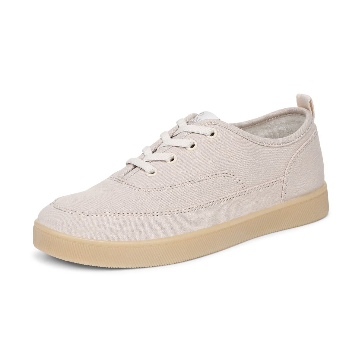 Beige sneaker with a white sole on a white background