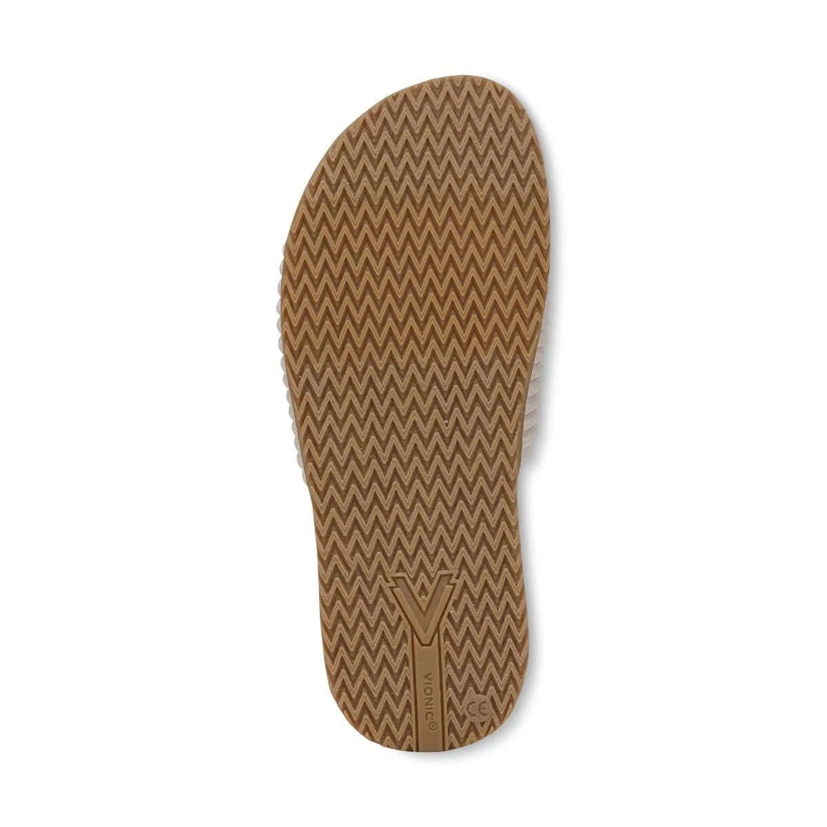 Brown shoe sole with a zigzag pattern on a white background