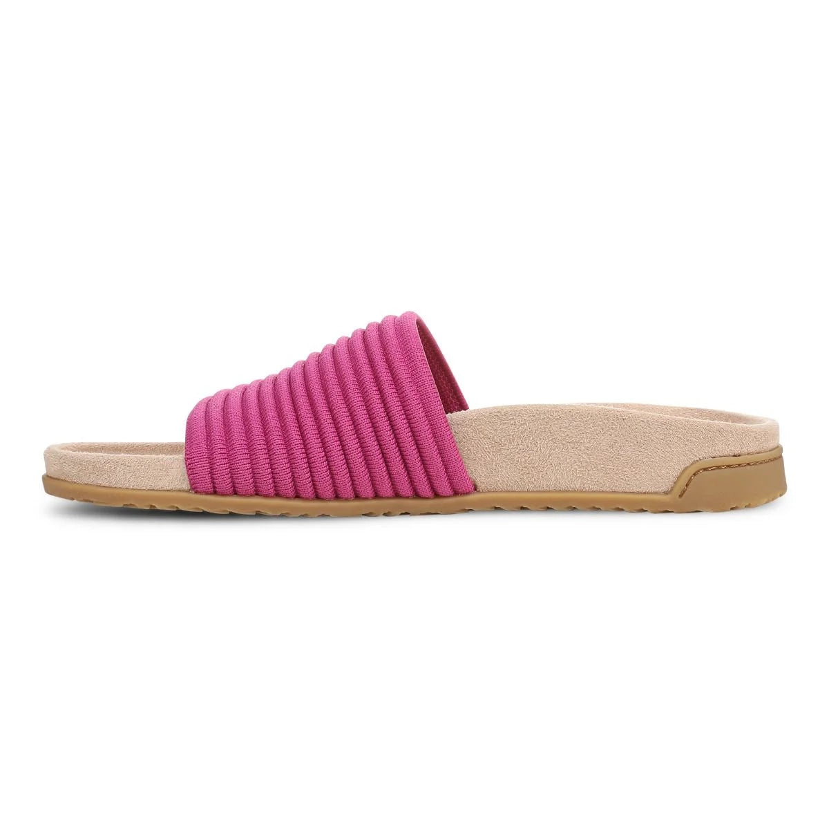 Pink and beige sandal on a white background