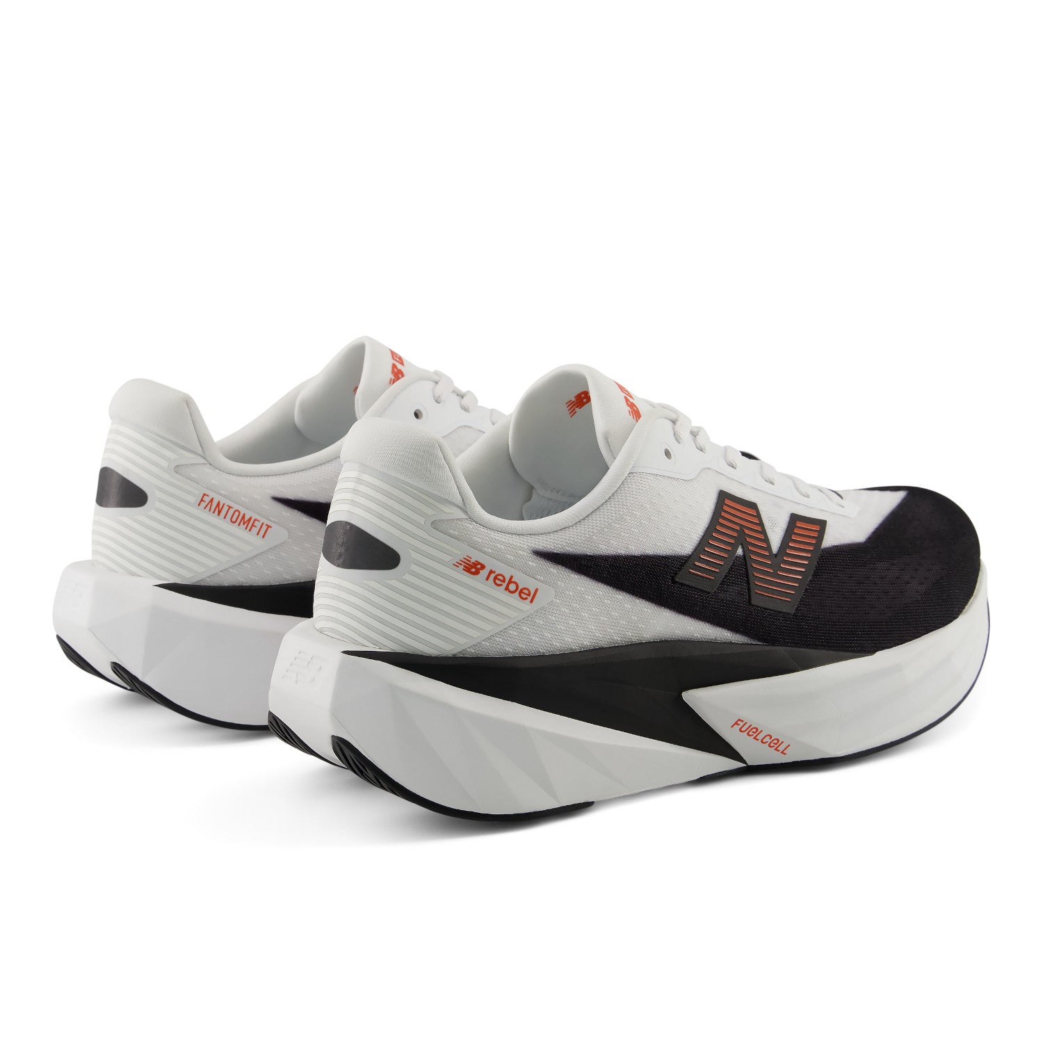 White running shoes with black and gray accents on a white background