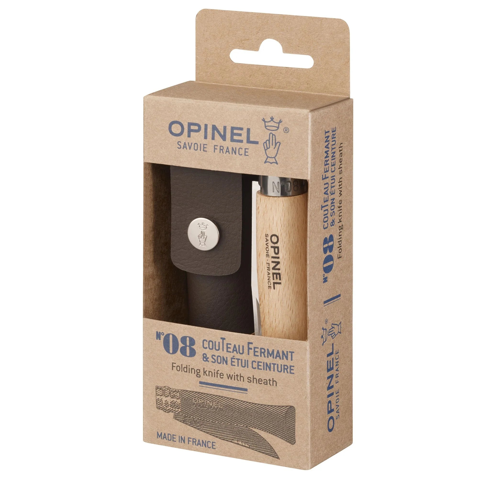 Opinel No.08 Stainless Steel Folding Knife with Sheath 1