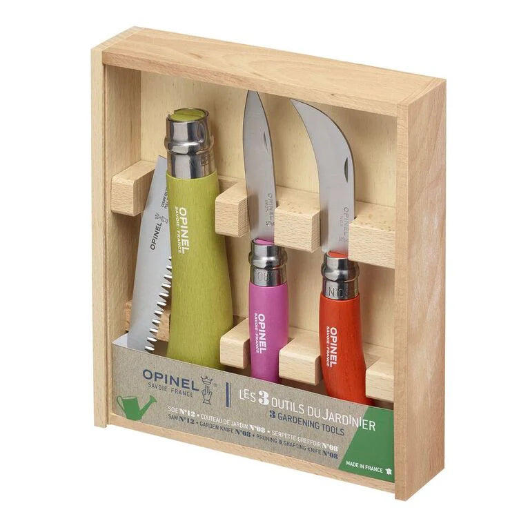 Opinel Stainless & Carbon Steel Garden Knife Trio - 3 Colors 1