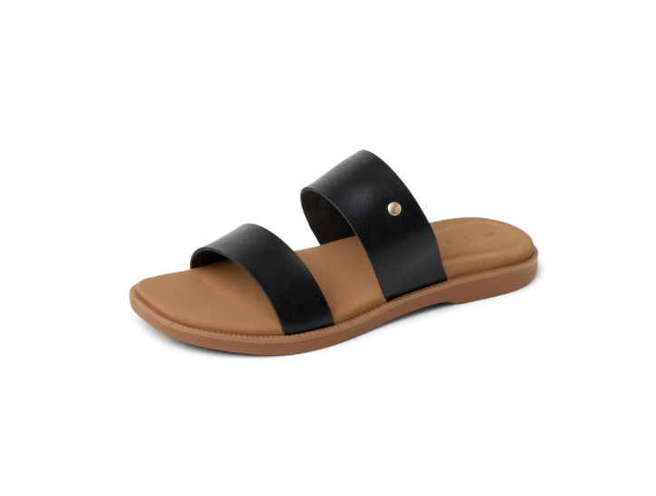 Black and brown sandal on a white background