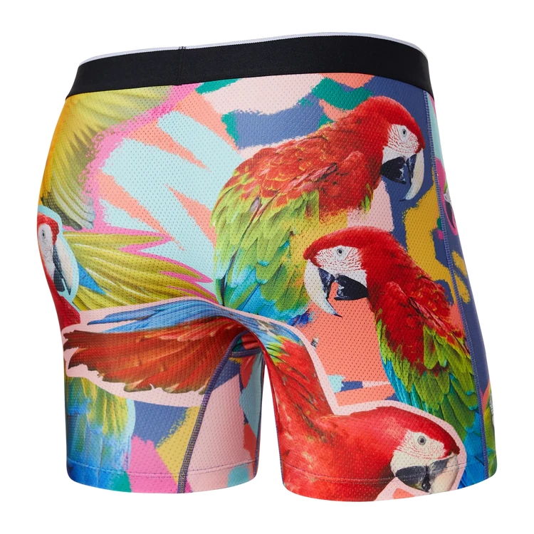 Men's Saxx Volt Breathable Mesh Boxer Brief Color: Parrot Isle-Multi