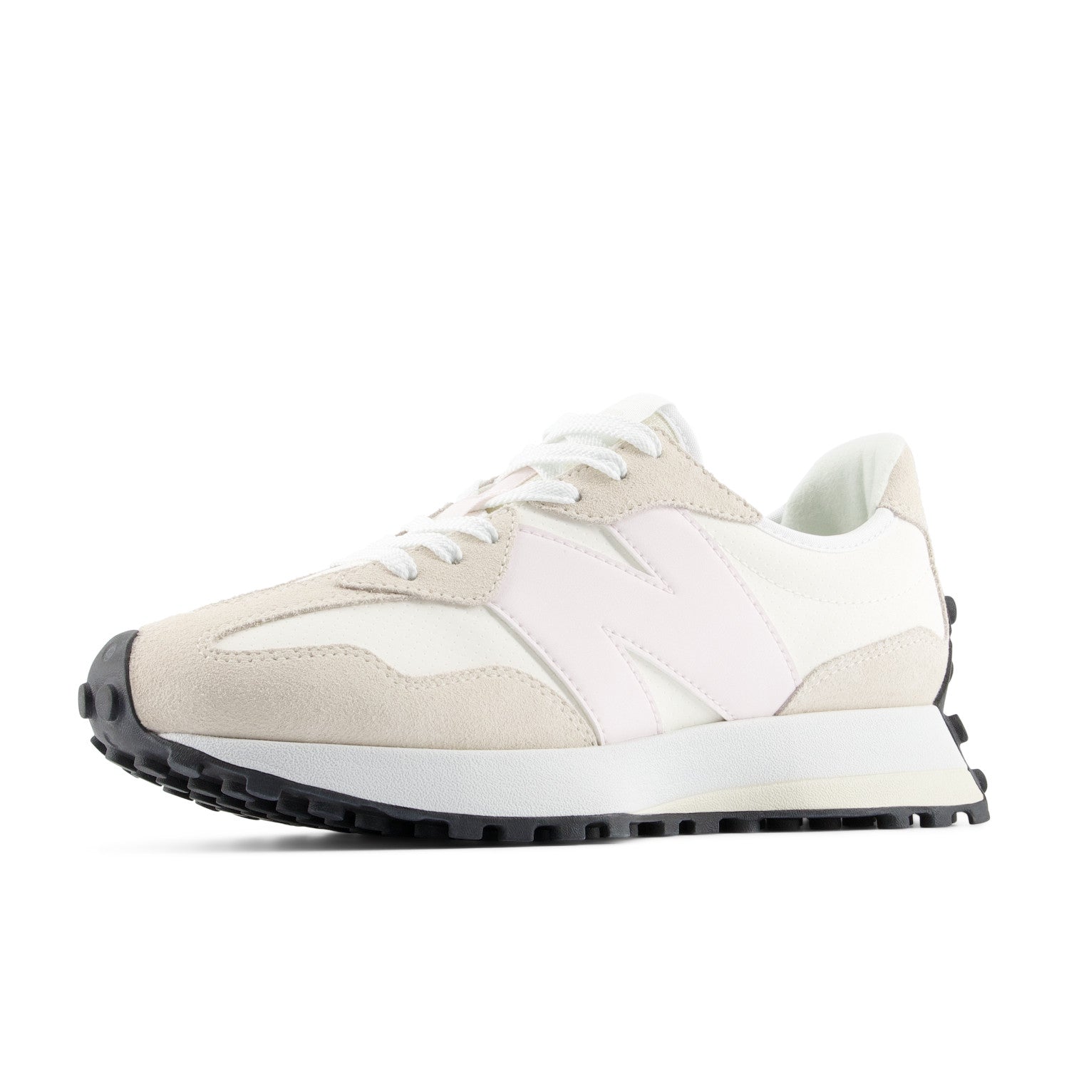 Beige and white sneaker on a white background