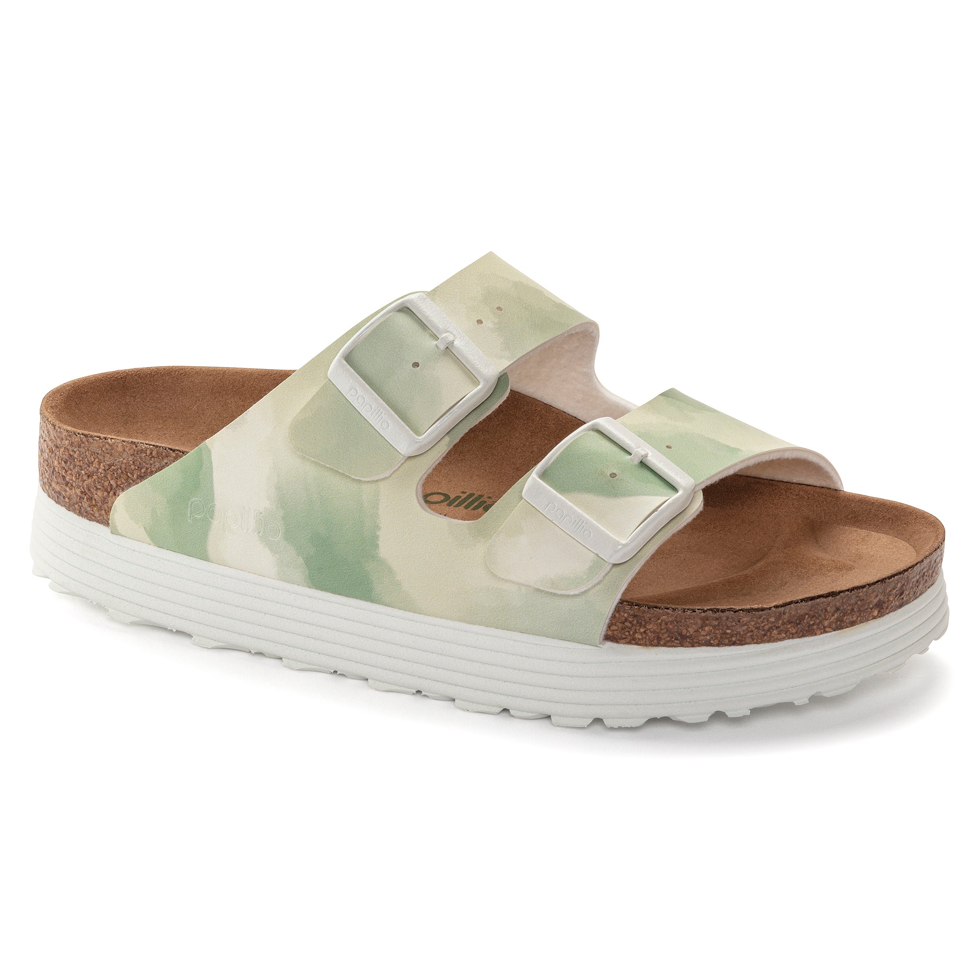 Women's Birkenstock Arizona Platform Vegan Color: Watercolor Khaki