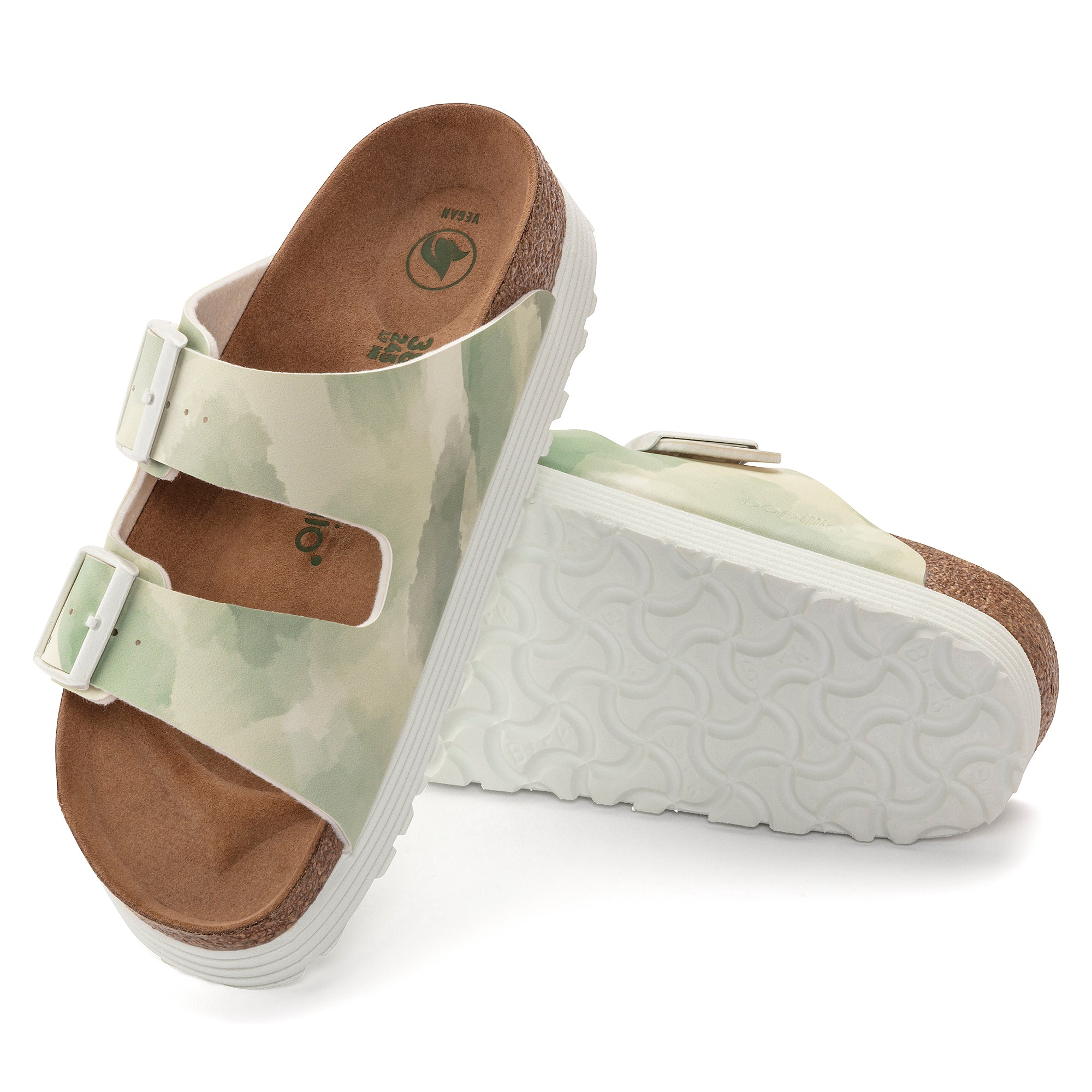 Women's Birkenstock Arizona Platform Vegan Color: Watercolor Khaki