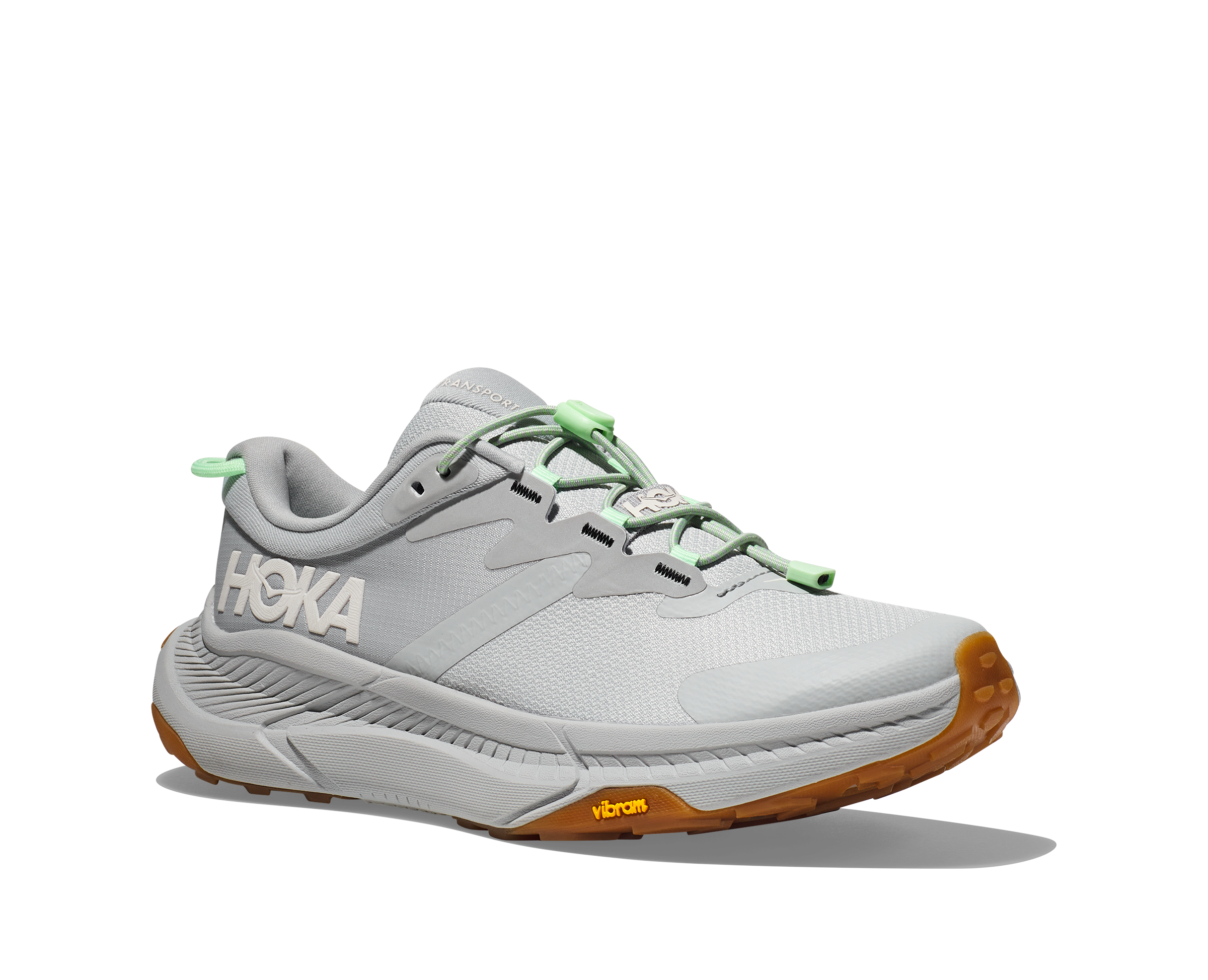 Women's Hoka Transport Color: Harbor Mist / Lime Glow