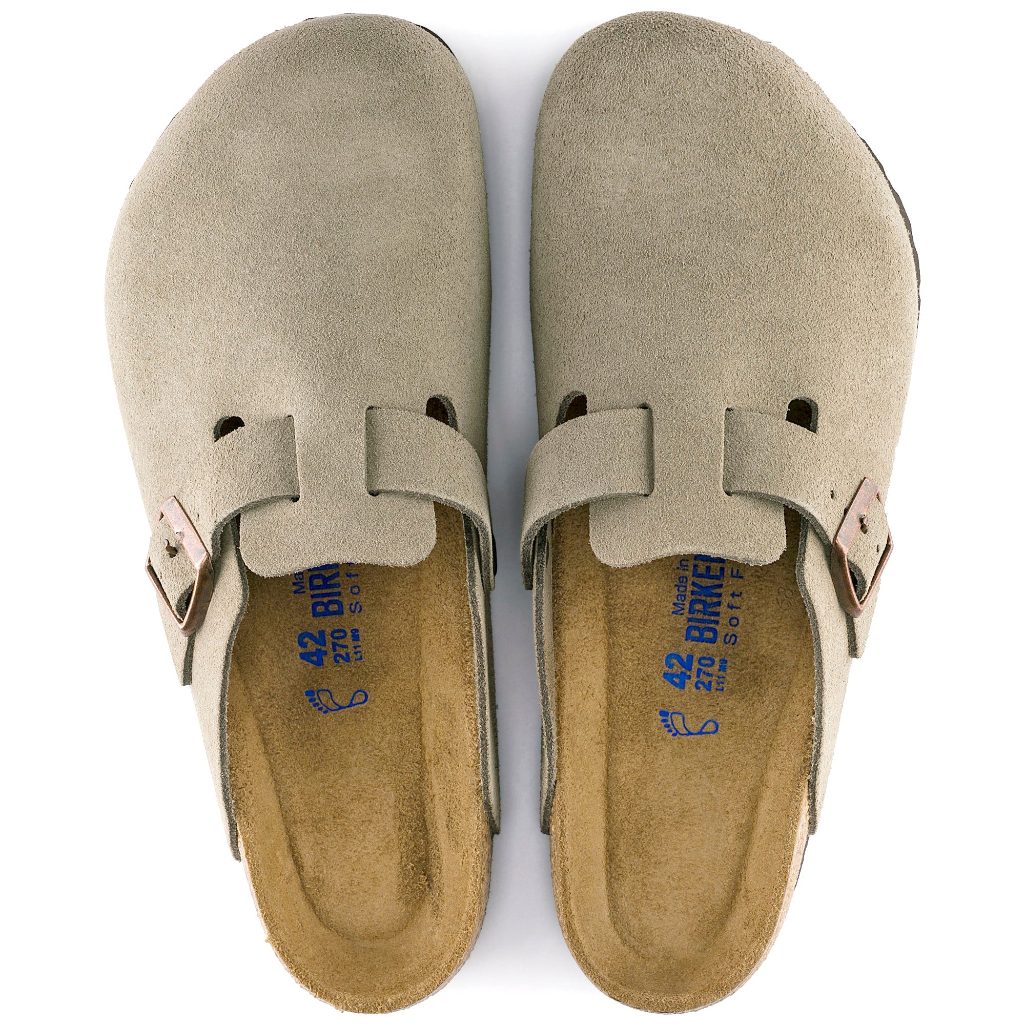 Birkenstock Boston Soft Footbed Suede Leather Color: Taupe (REGULAR/WIDE WIDTH) 3
