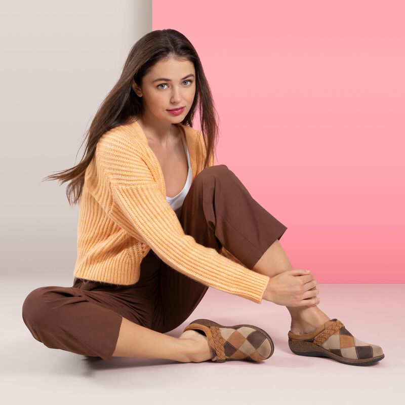 Women's Aetrex Libby Boho Clog Color: Boho Brown