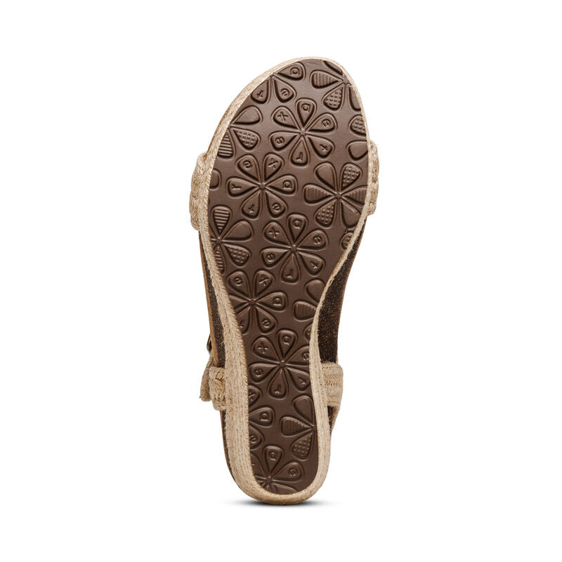 Women's Aetrex Sydney Quarter Strap Espadrille Wedge Color: Natural