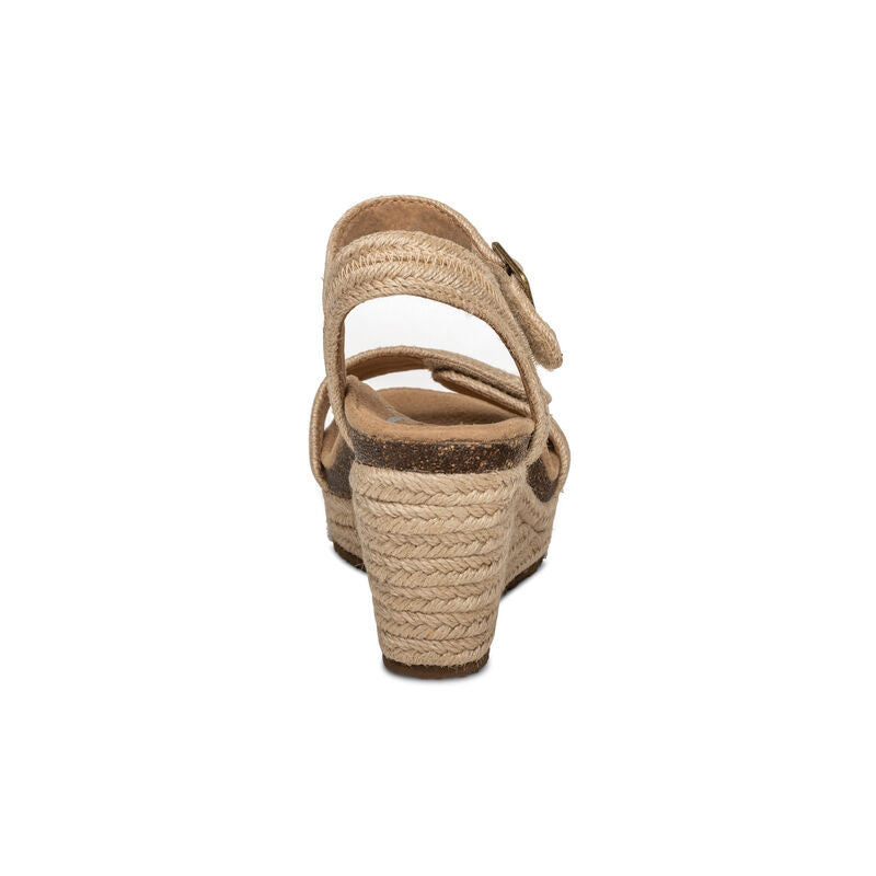 Women's Aetrex Sydney Quarter Strap Espadrille Wedge Color: Natural