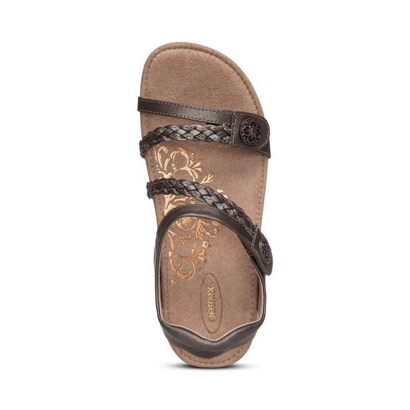 Women's Aetrex Jillian Braided Quarter Strap Sandal