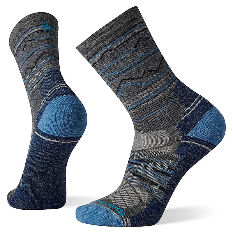 Smartwool Hike Light Cushion Mountain Range Pattern Crew Socks Color: Medium Gray 