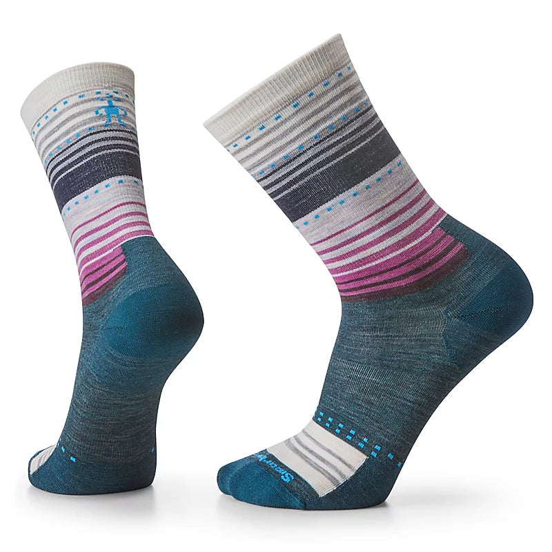 Smartwool Everyday Stitch Stripe Zero Cushion Crew Socks Color: Twilight Blue