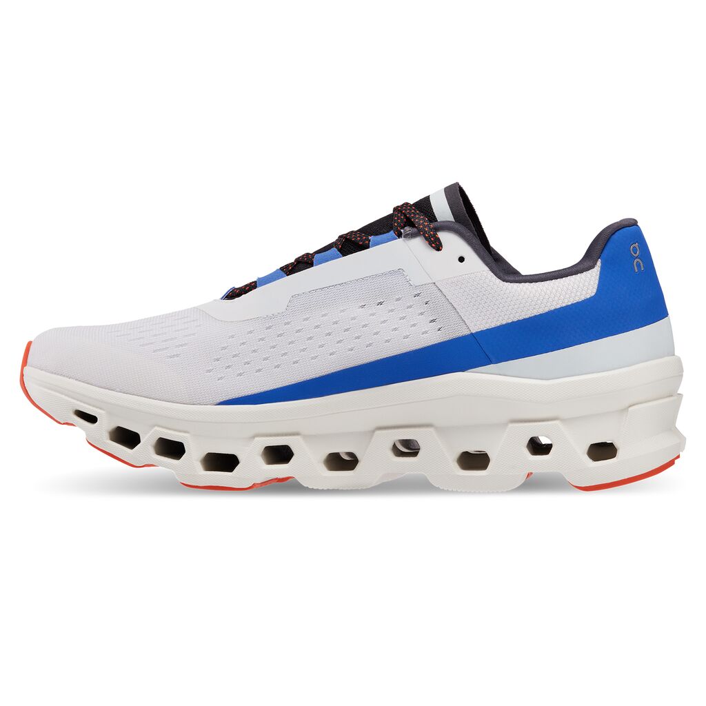 Men's On-Running Cloudmonster Color: Frost | Cobalt