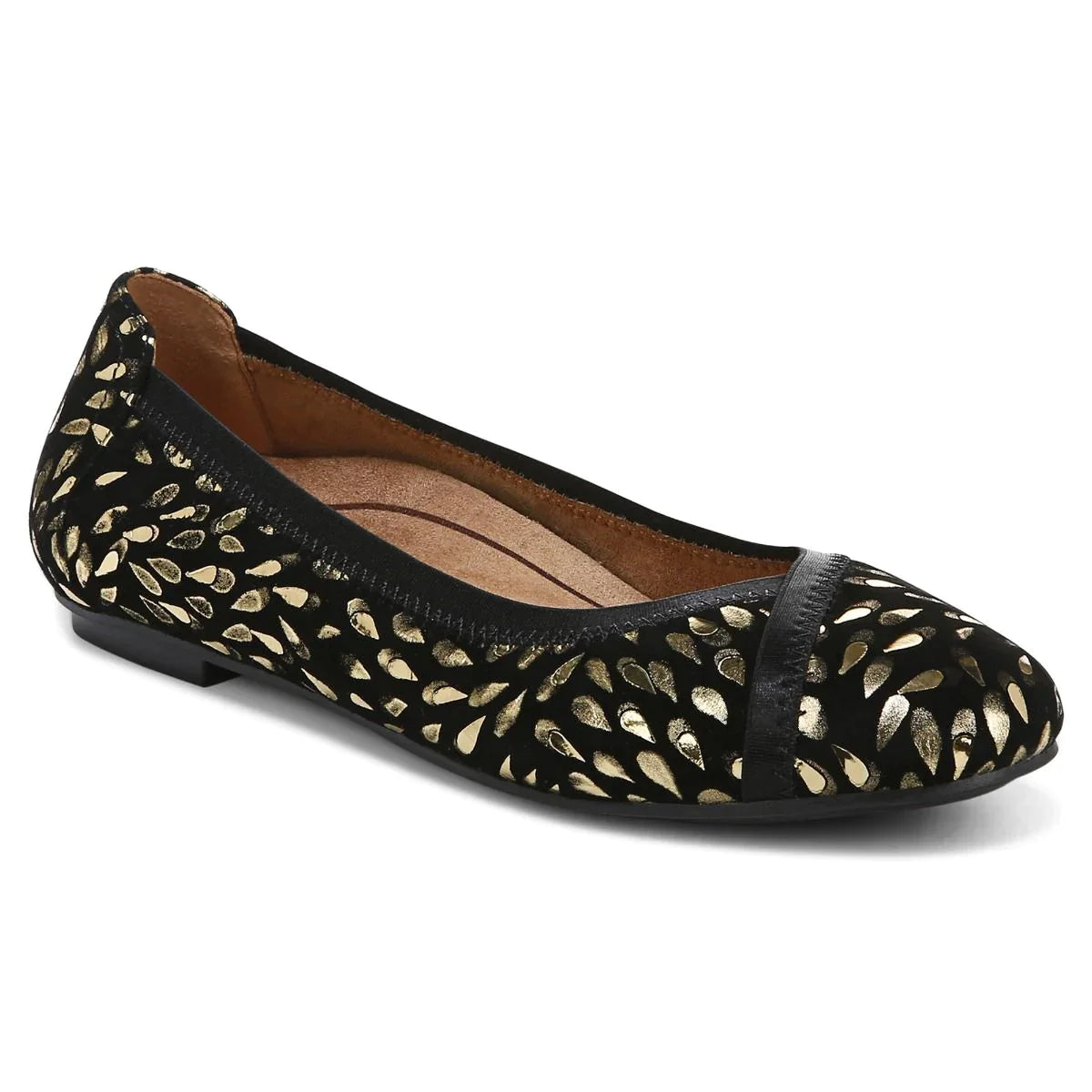 Women's Vionic Caroll Ballet Flat Color: Black Foil Suede 