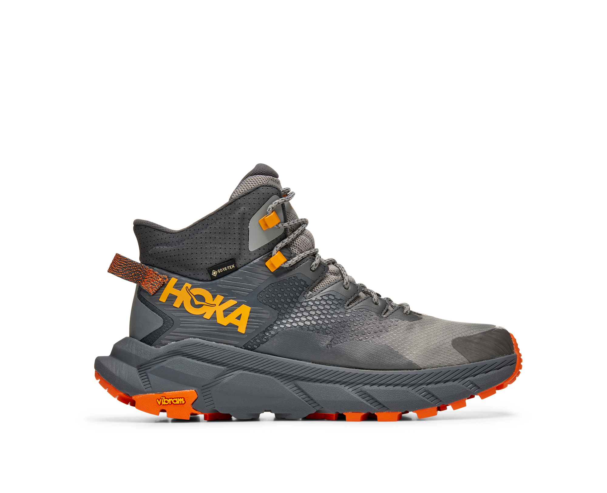 Men's Hoka One One Trail Code GTX Color: Castlerock / Persimmon Orange