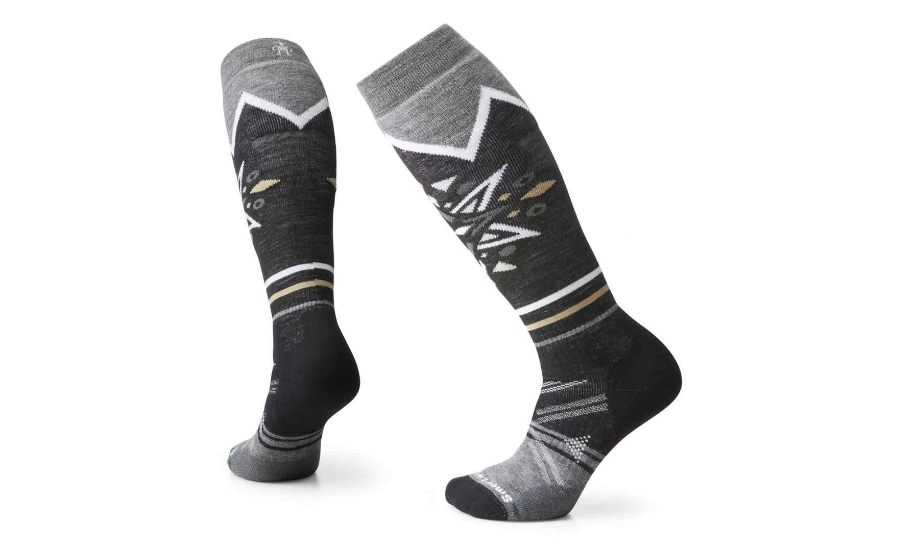 Women's Smartwool Ski Full Cushion Mountain Snowflake Pattern Over The Calf Socks Color: Black