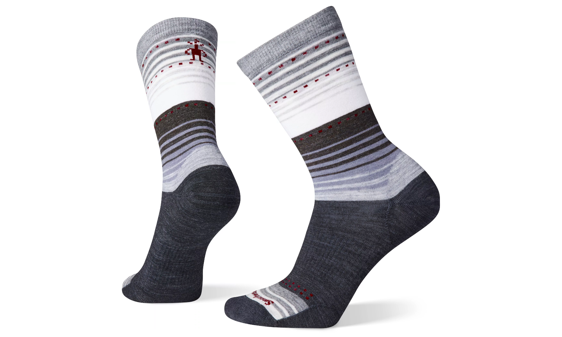 Women's Smartwool Everyday Stitch Stripe Zero Cushion Crew Socks Color: Charcoal