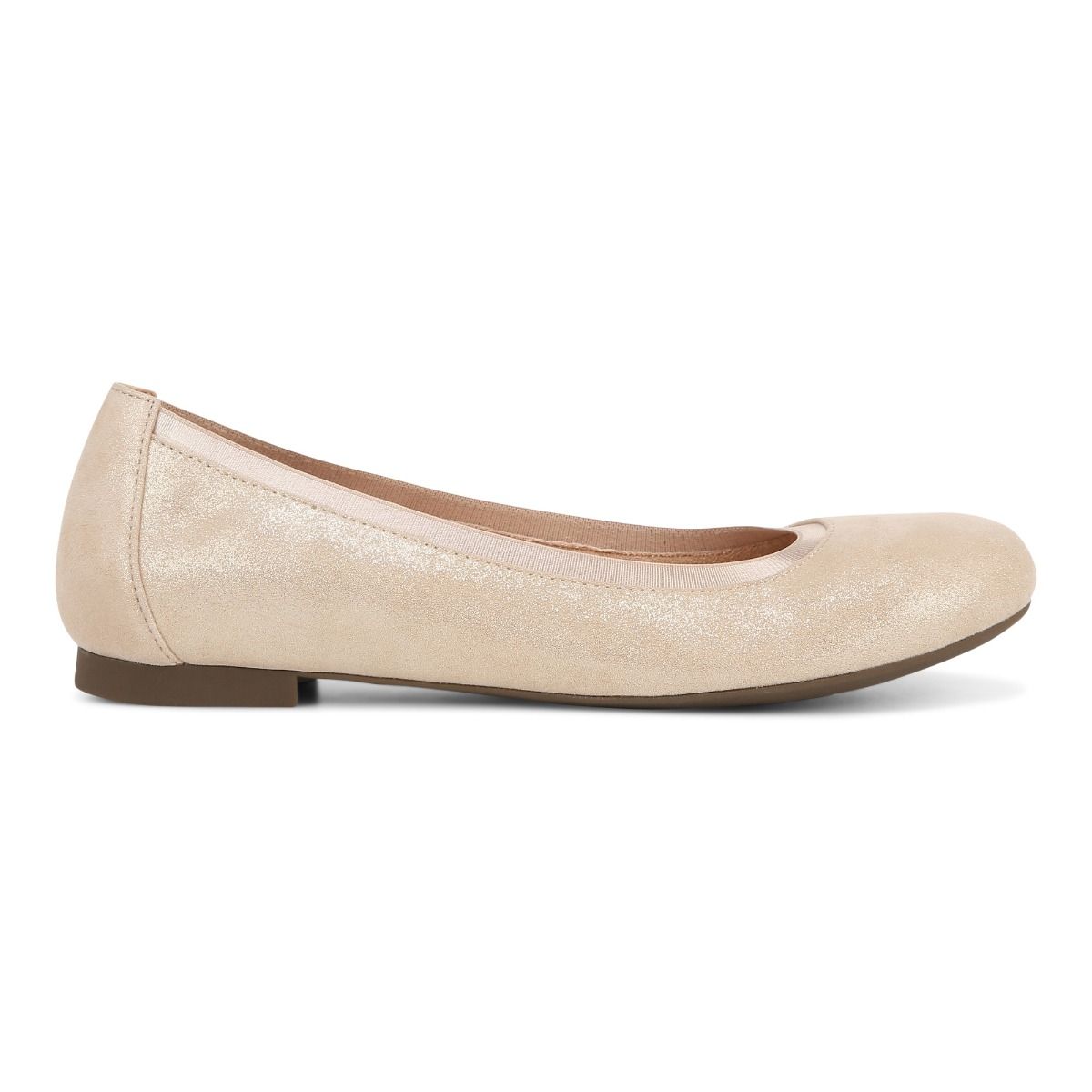 Women's Vionic Anita Flat Color: Gold Suede