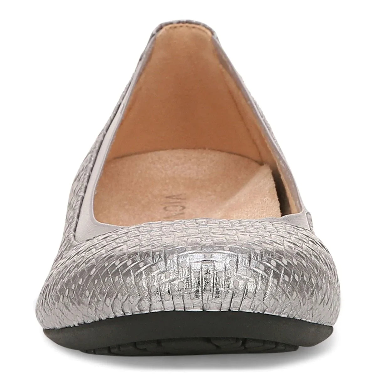 Women's Vionic Anita Flat Color: Silver Leather