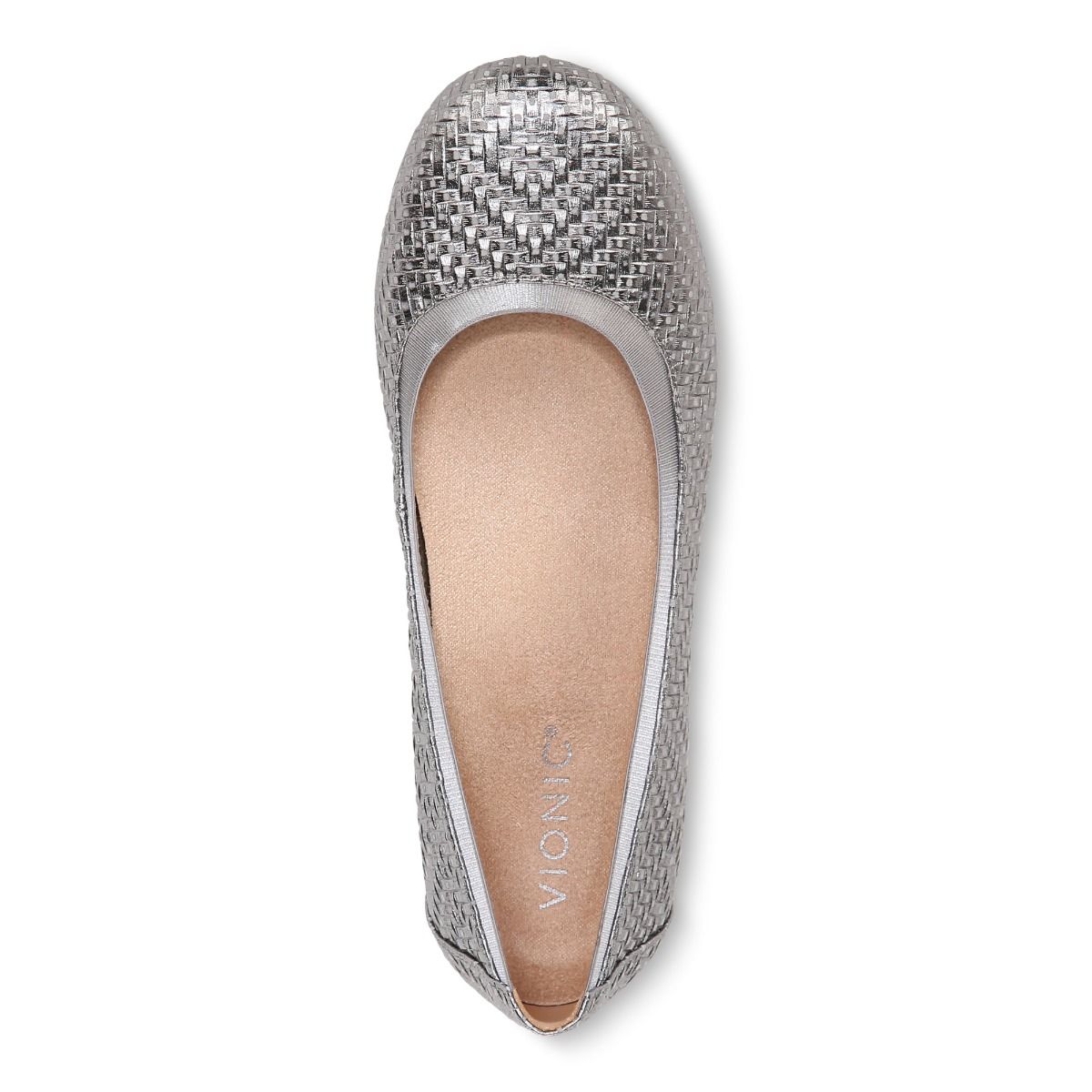 Women's Vionic Anita Flat Color: Silver Leather