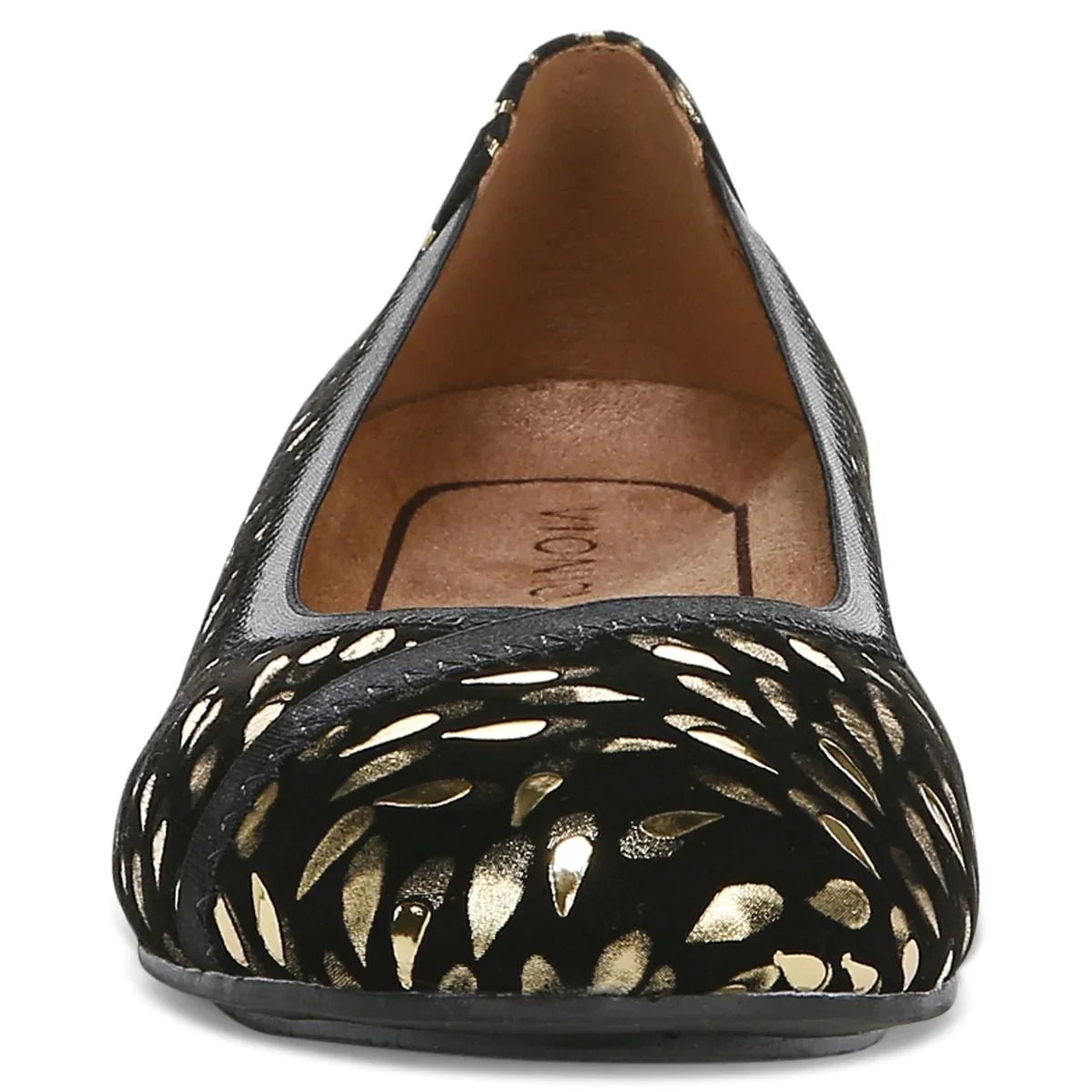 Women's Vionic Caroll Ballet Flat Color: Black Foil Suede