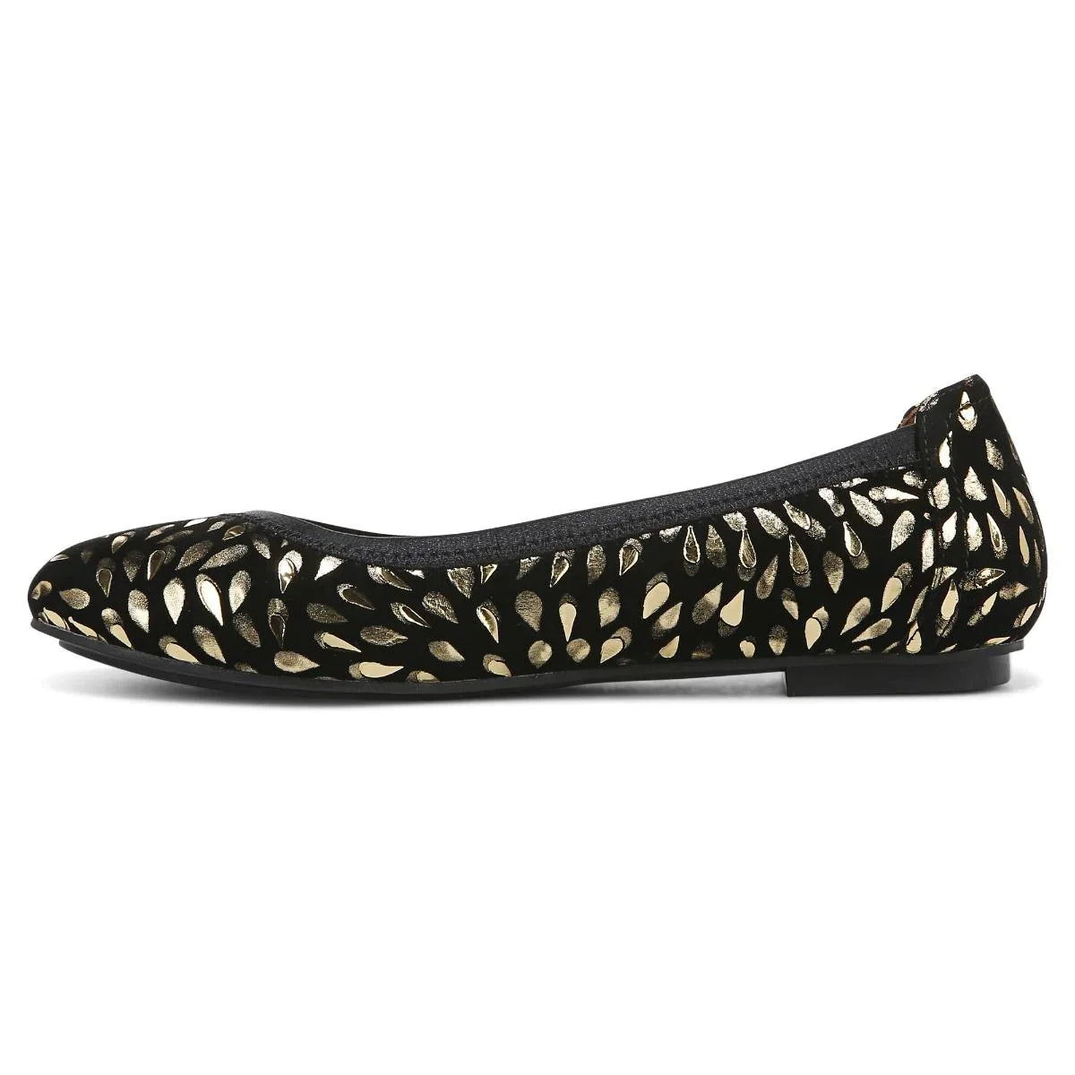 Women's Vionic Caroll Ballet Flat Color: Black Foil Suede