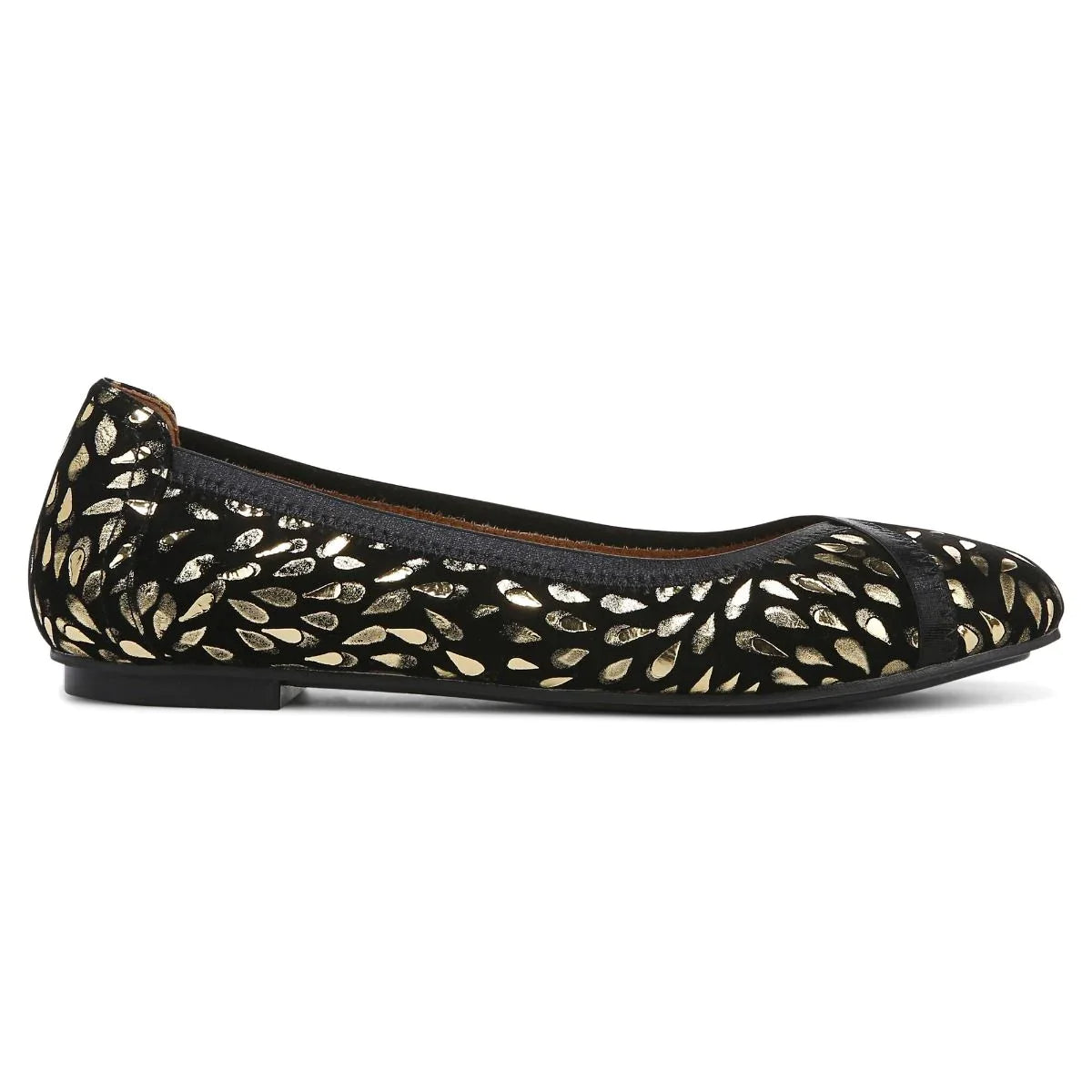 Women's Vionic Caroll Ballet Flat Color: Black Foil Suede
