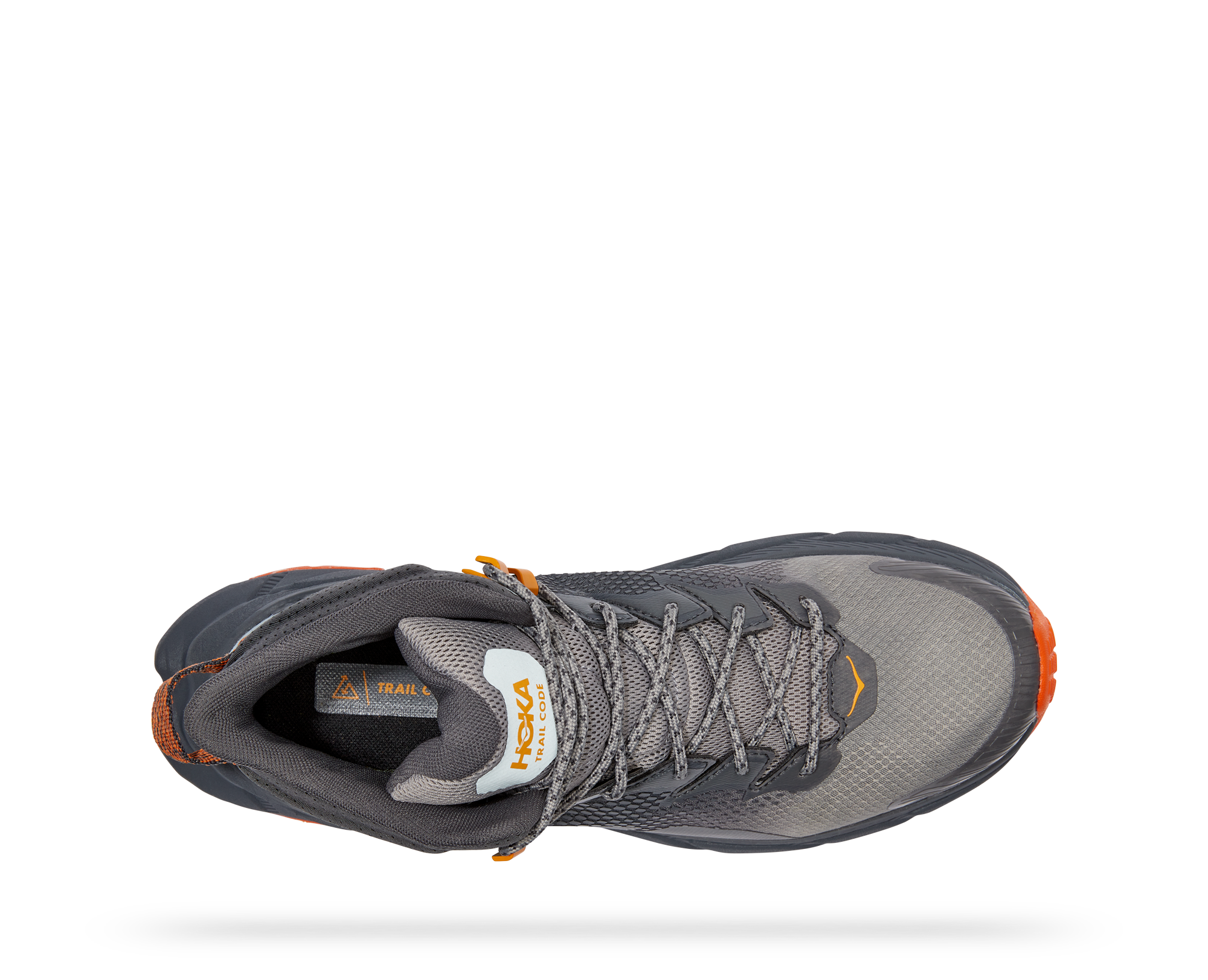 Men's Hoka One One Trail Code GTX Color: Castlerock / Persimmon Orange