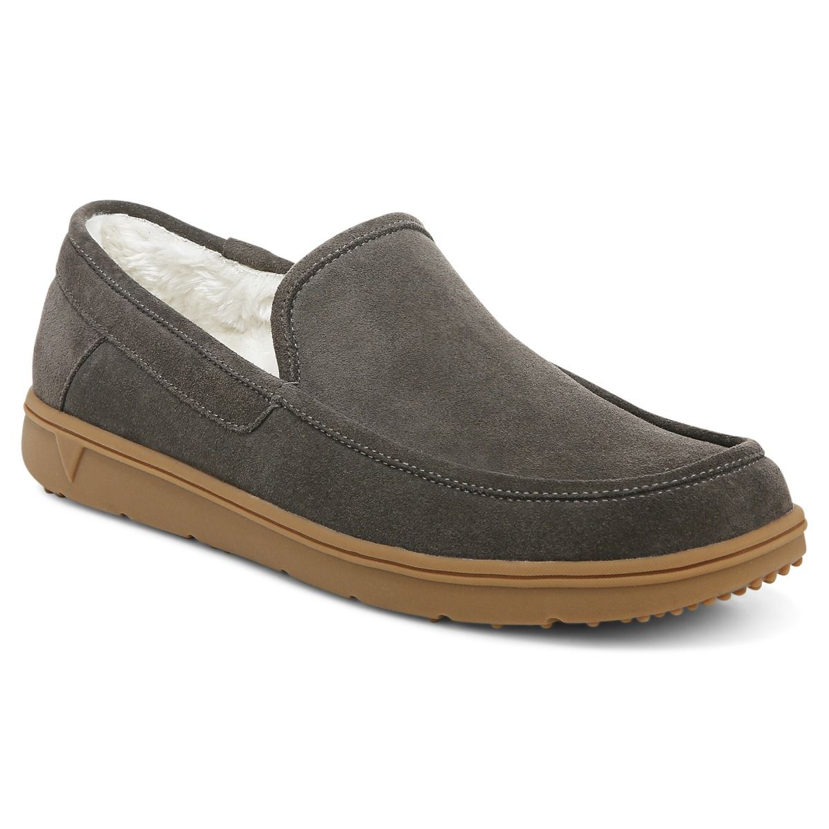 Men's Vionic Gustavo Slipper Color: Greige Suede