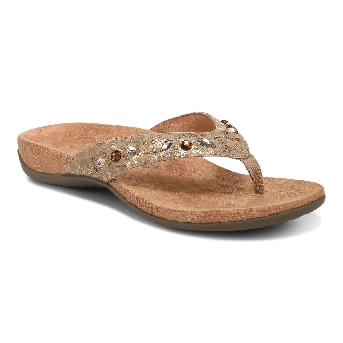 Women's Vionic Lucia Toe Post Sandal Color: Wheat Snake