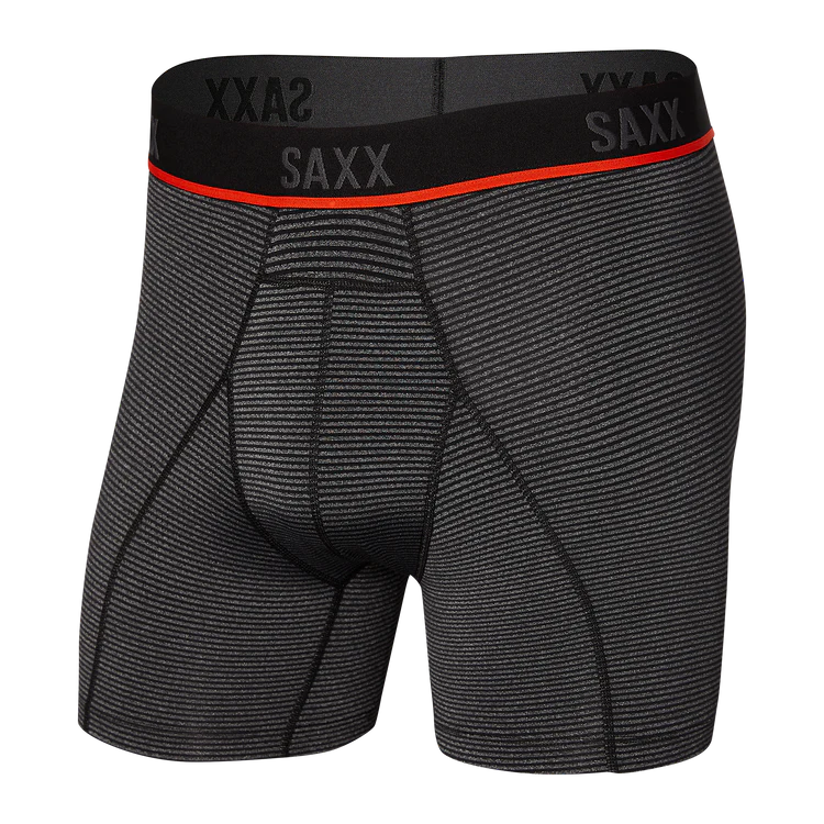 Men's Saxx Kinetic Light-Compression Mesh Boxer Brief Color: Grey Mini Stripe