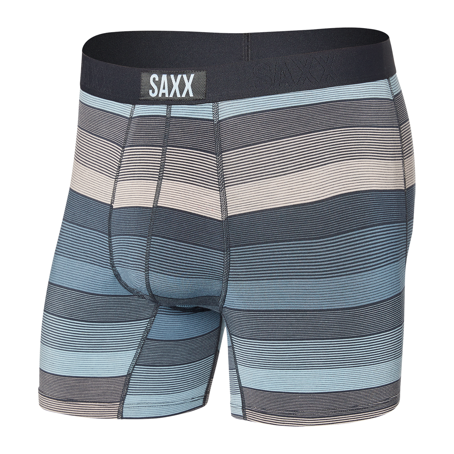 Men's SAXX Vibe Boxer Brief Pattern: Hazy Stripe- Washed Blue