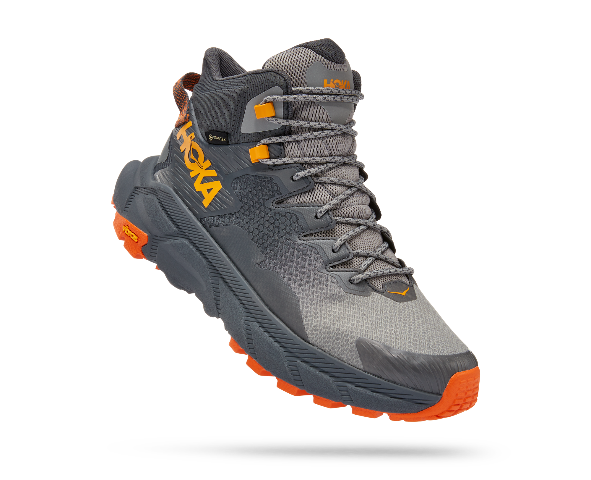 Men's Hoka One One Trail Code GTX Color: Castlerock / Persimmon Orange