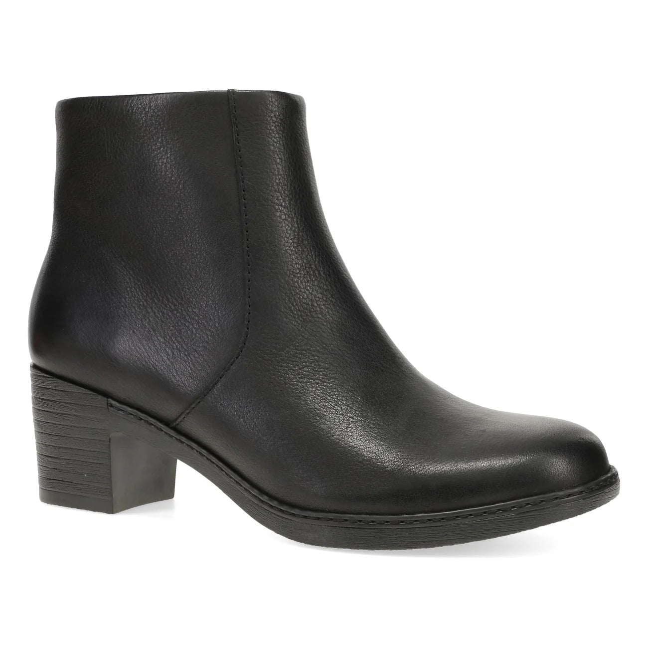 Black ankle boot with lace-up design on a white background