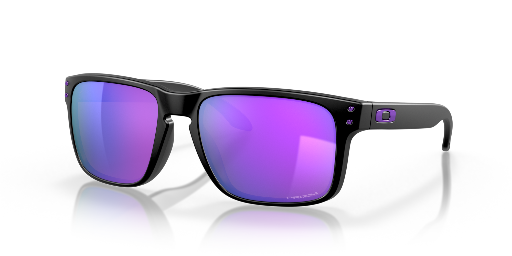 Sunglasses with purple lenses on a clear background