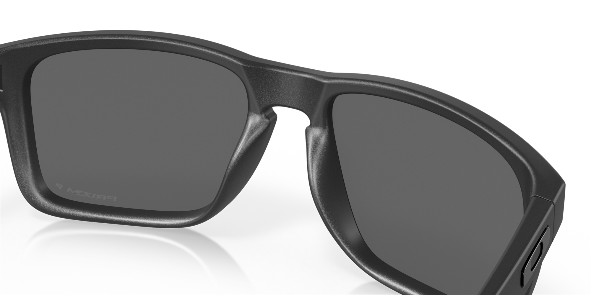 Black sunglasses with reflective surface on a clear background